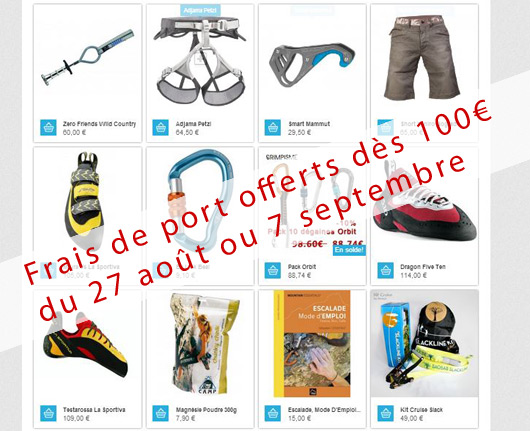 frais port gratuit materiel escalade